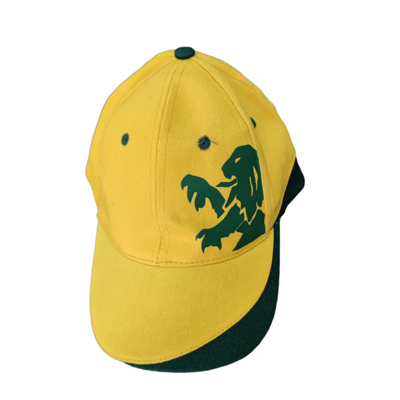 Gorra amarilla y verde con león